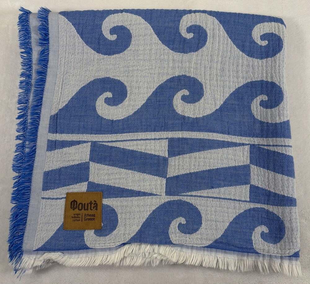 Qouta Athens Greece Beach Towel Blanket Wrap 100% Organic Hellenic Cotton FS